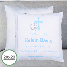 Boy Christening Personalised Large Pillow Cushion Cover 20