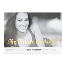 Foil Gold The Future Is Bright Personalised Photo Graduation Announcement Cards