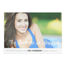 Foil Silver The Future Is Bright Personalised Photo Graduation Announcement Cards