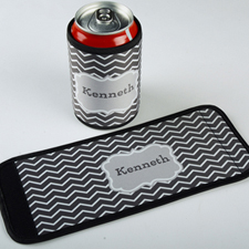Grey Chevron Personalised Can And Bottle Wrap