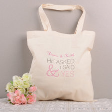 She Said Yes Personalised Cotton Wedding Tote Bag