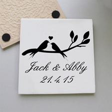 Wedding Birds Personalised Tile Coaster