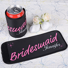Fuchsia Bridesmaid Personalised Can And Bottle Wrap