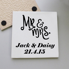 Mr. And Mrs. Personalised Wedding Tile Coaster