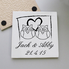 Owl Couple Personalised Tile Coaster