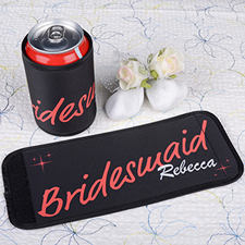 Red Bridesmaid Personalised Can And Bottle Wrap