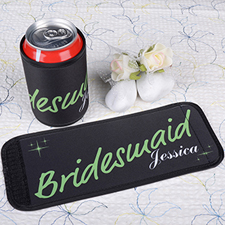 Green Bridesmaid Personalised Can And Bottle Wrap
