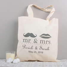 Mr. And Mrs. Personalised Wedding Cotton Tote Black Bag