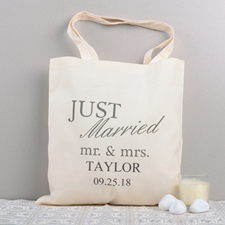 Just Married Personalised Cotton Wedding Tote Bag