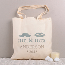 Mr. And Mrs. Personalised Wedding Cotton Tote Peacock Bag