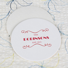 Round Swirl Wedding Cardboard Coaster Custom Print