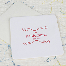 Swirl Wedding Cardboard Square Coaster Custom Print