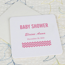 Baby Shower Square Cardboard Pink Coaster Custom Print