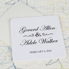 Classic Wedding Cardboard Square Coaster Custom Print
