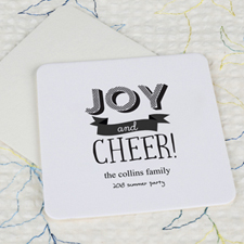Joy And Cheer Cardboard Square Coaster Custom Print
