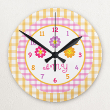 Cute Flower Personalised Acrylic Clock Custom Printed