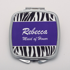 Zebra Skin Purple Personalised Round Compact Mirror