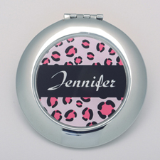 Leopard Skin Personalised Round Compact Mirror