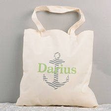 Navy Nautical Anchor Personalised Cotton Tote Bag