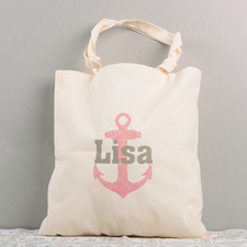 Pink Nautical Anchor Personalised Cotton Tote Bag