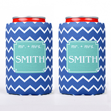 Chevron Mr. + Mrs. Personalised Can Cooler