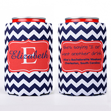Navy Chevron Frame Personalised Can Cooler