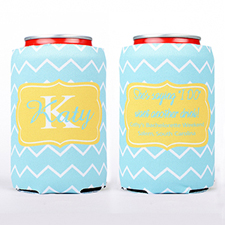 Ocean Chevron Frame Personalised Can Cooler