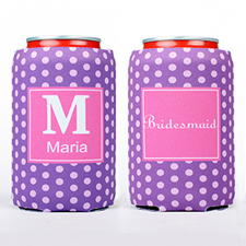 Purple Polka Dot Personalised Can Cooler