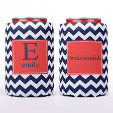 Navy Zig Zag Personalised Can Cooler