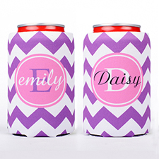 Plum Chevron Personalised Can Cooler