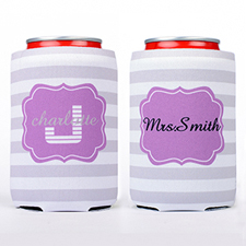 Grey Stripe Personalised Can Cooler