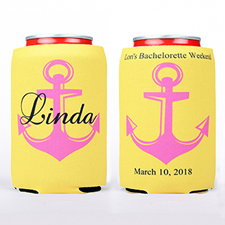 Fuchsia Anchor Personalised Can Cooler