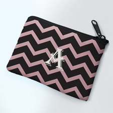 Pink Black Chevron Personalised Coin Purse