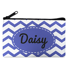 Blue Chevron Personalised Small Cosmetic Bag 4
