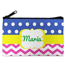Dots And Chevron Personalised Small Cosmetic Bag 4