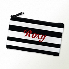 Black Stripe Personalised Small Cosmetic Bag 4