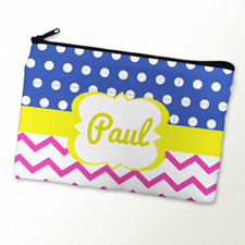 Dots And Chevron Personalised Cosmetic Bag