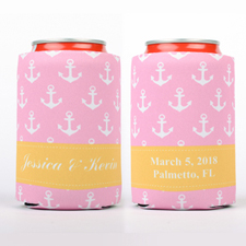 Pink Anchor Personalised Can Cooler