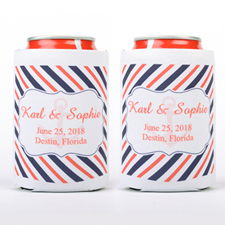 Pink Nautical Wedding Personalised Can Cooler