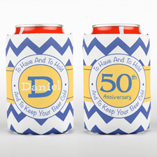 Chevron 50Th Anniversary Personalised Can Cooler