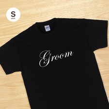 Personalised Script Groom Personalised T Shirt, Black Small
