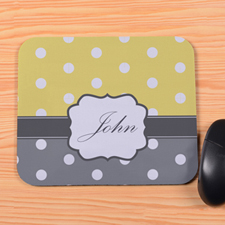 Create Your Own Lemon & Grey Polka Dot Personalised Mouse Pad