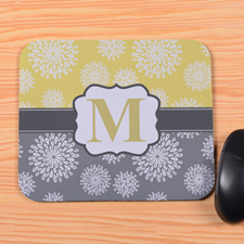 Create Your Own Lemon & Grey Floral Personalised Mouse Pad