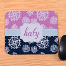 Create Your Own Navy & Pink Floral Personalised Mouse Pad