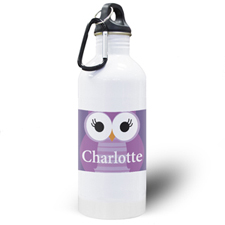Purple Owl Personalised Kids Water Bottle