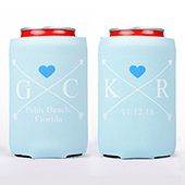 Hearts And Arrow Personalised Can Cooler, Blue
