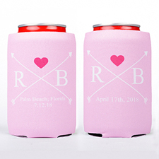 Hearts And Arrow Personalised Can Cooler, Pink