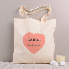 Pink Heart Personalised Bridesmaid Cotton Tote