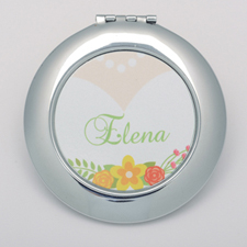 Floral Wedding Personalised Round Compact Mirror
