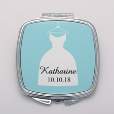 Wedding Dress Personalised Square Compact Mirror